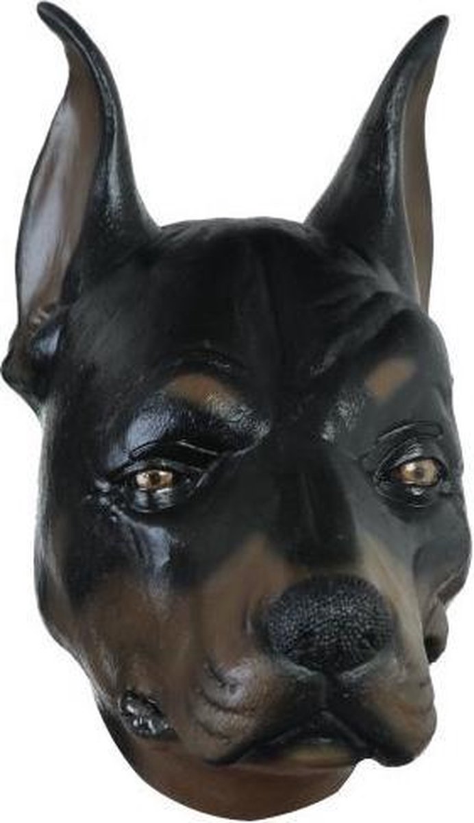 Partychimp Hoofdmasker Dobermann Latex Zwart One-size