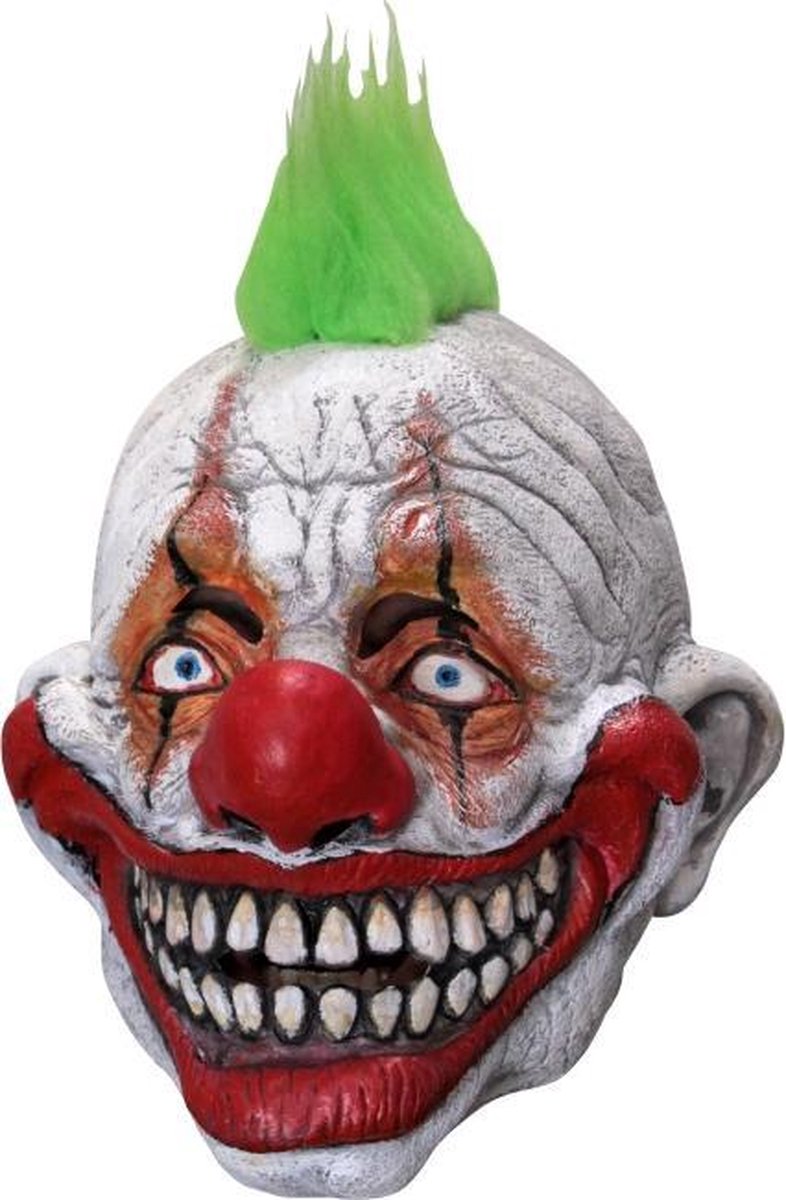 Partychimp Hoofdmasker Met Haar Clown Unisex Latex Wit One-size