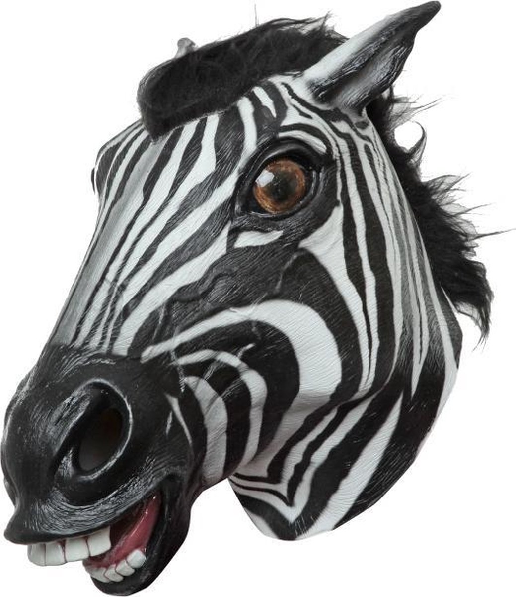 Partychimp Hoofdmasker Zebra Latex Wit/zwart One-size