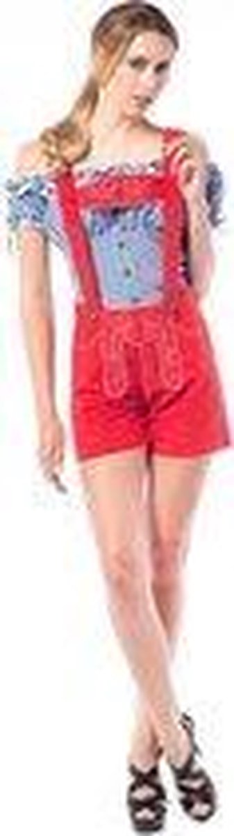 Partychimp Lederhose Dames trachtenhose Deluxe rood Rood - L