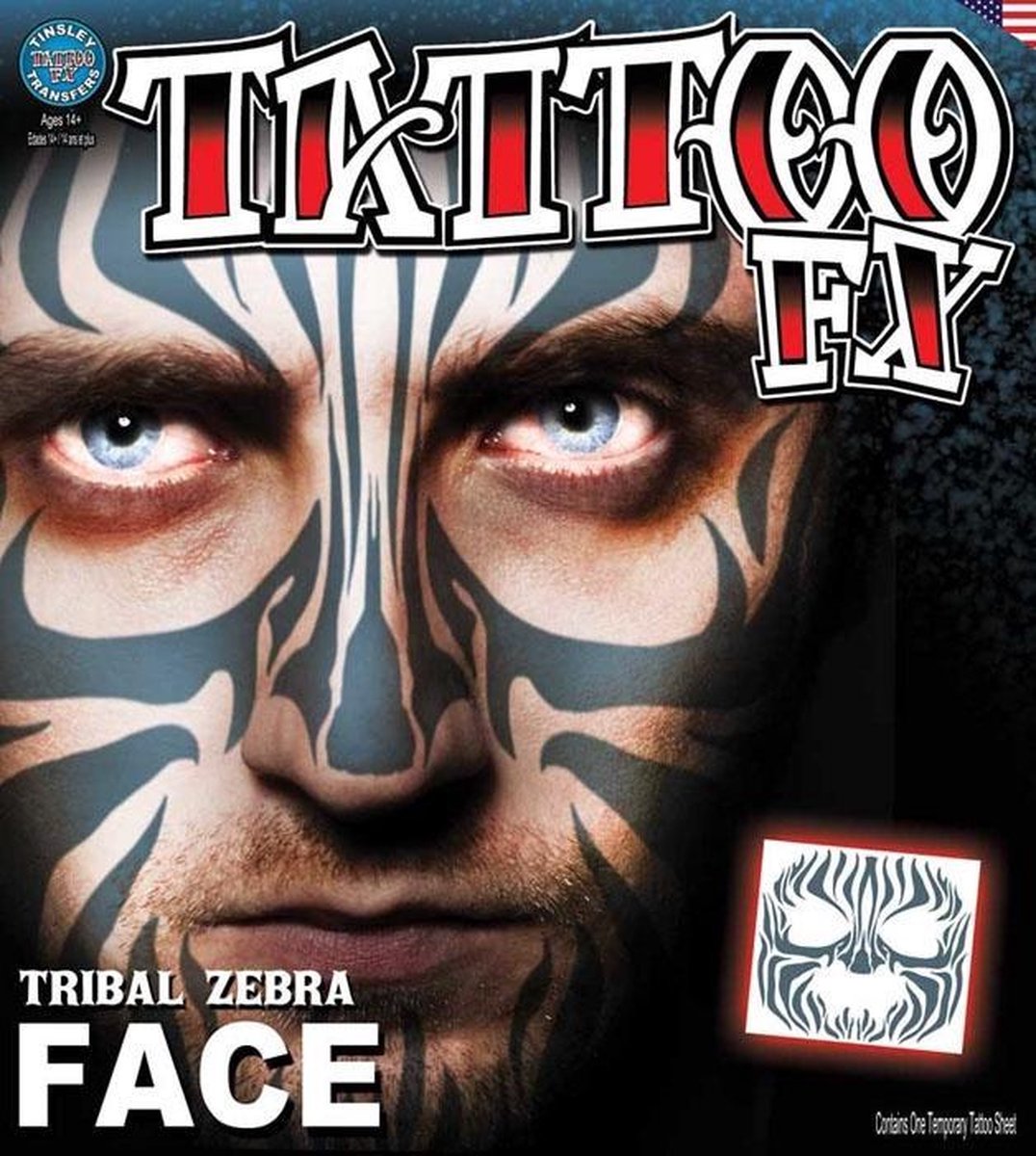 Partychimp Neptatoeage Face Tattoo Tribal Zeebra Polyester