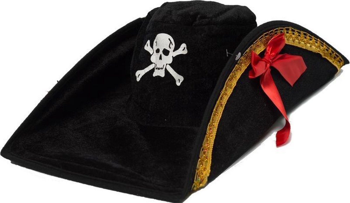 Partychimp Piratenhoed Skull Polyester Zwart/goud One-size