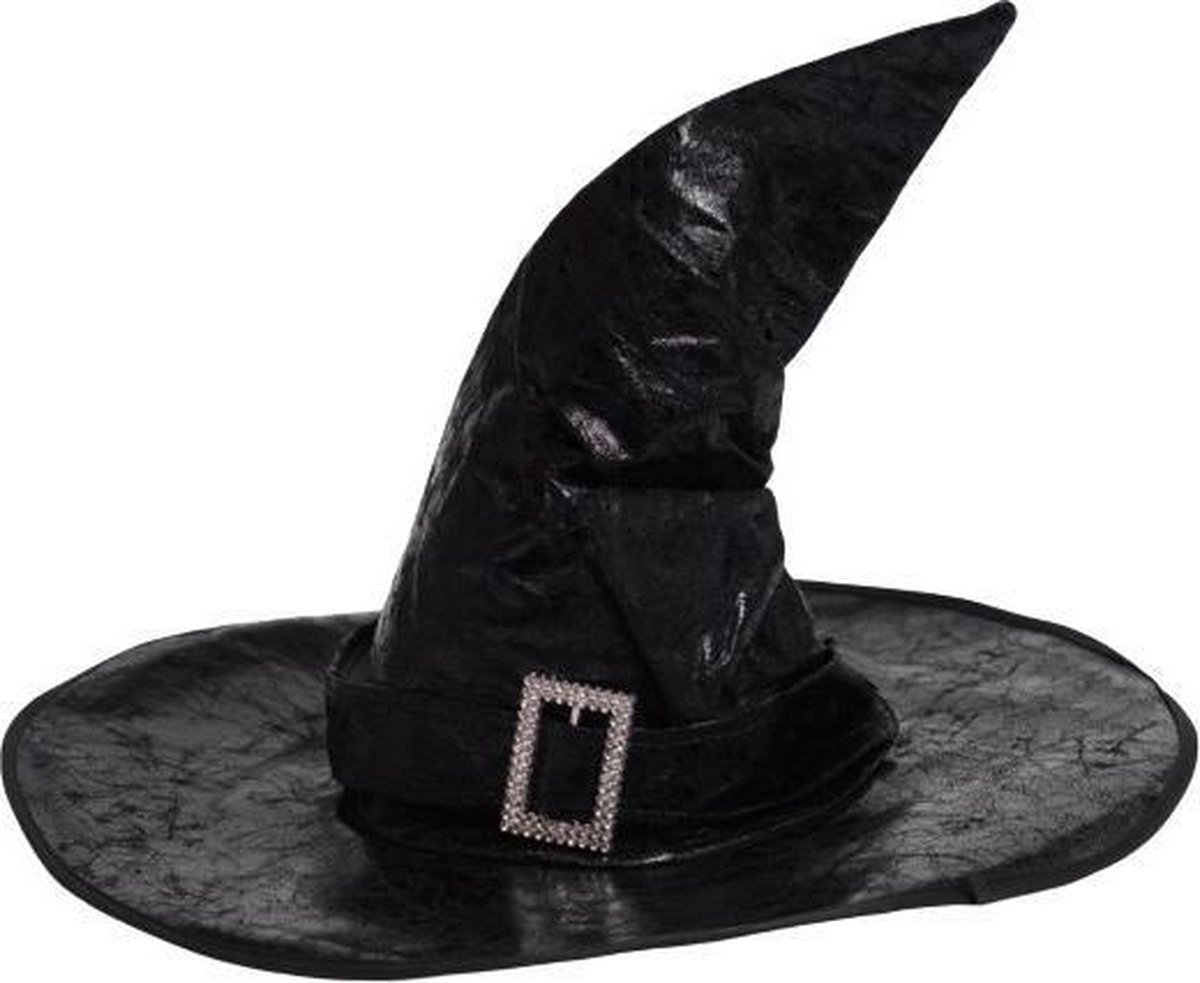 Partychimp Punthoed Witch Leatherlook Kunstleer Zwart