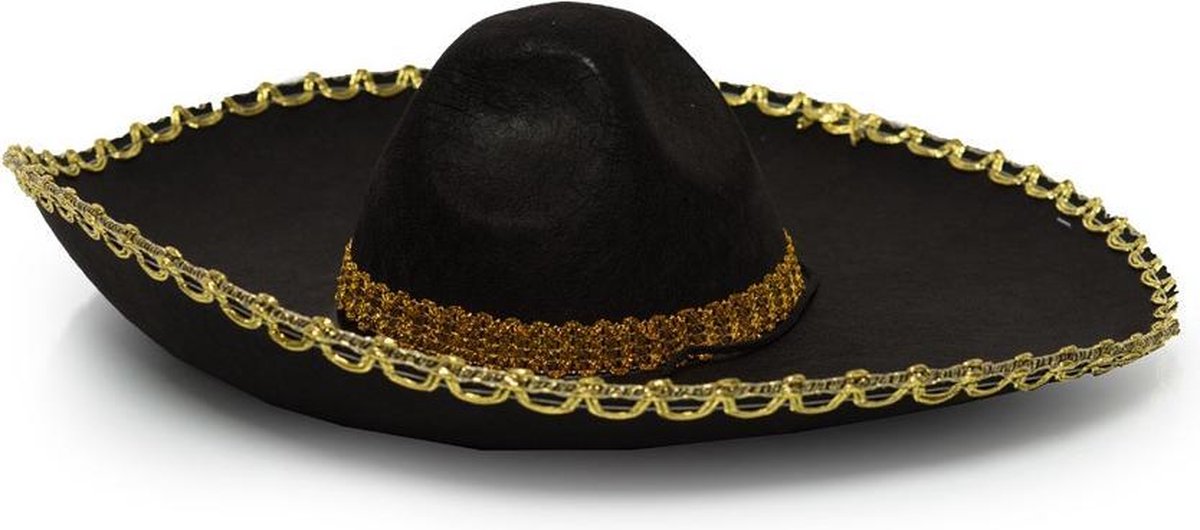 Partychimp Sombrero Polyester Zwart/goud One-size