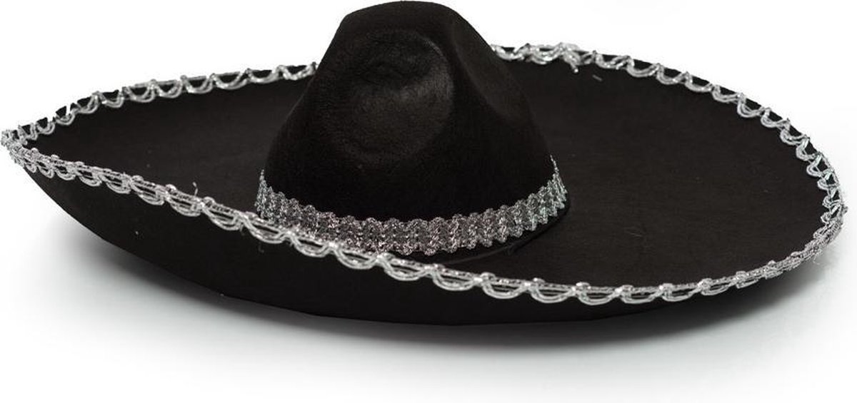 Partychimp Sombrero Polyester Zwart/zilver One-size