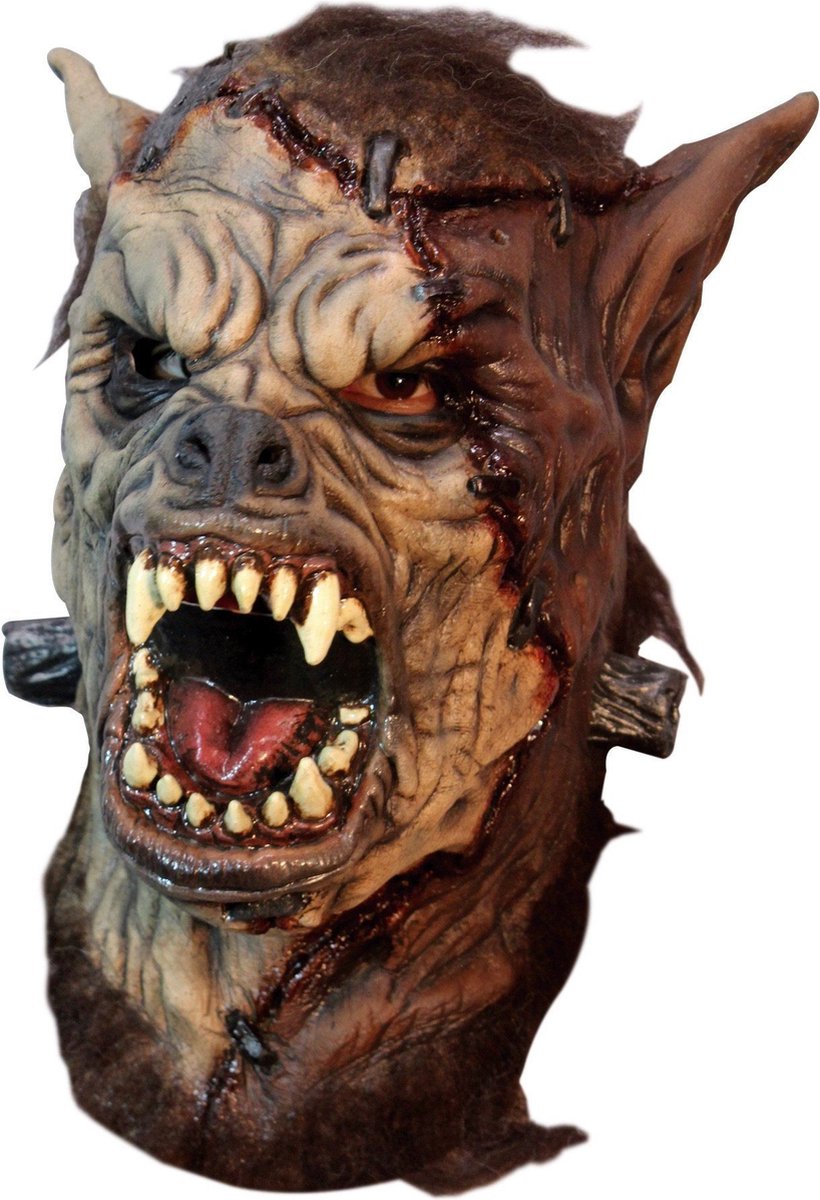 Partychimp Verkleedmasker Frankn Wolf Latex Bruin One-size