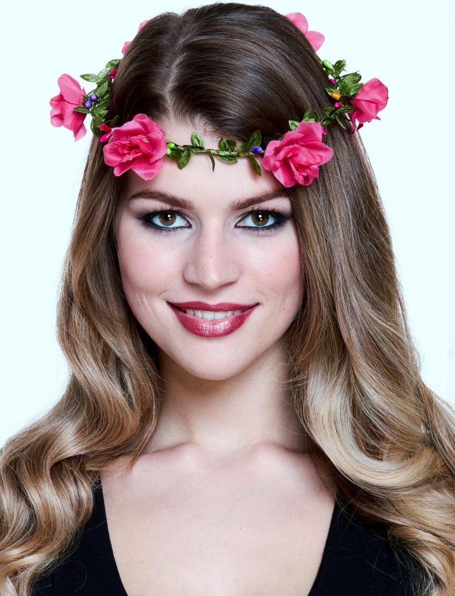 Tiara met roze bloemen