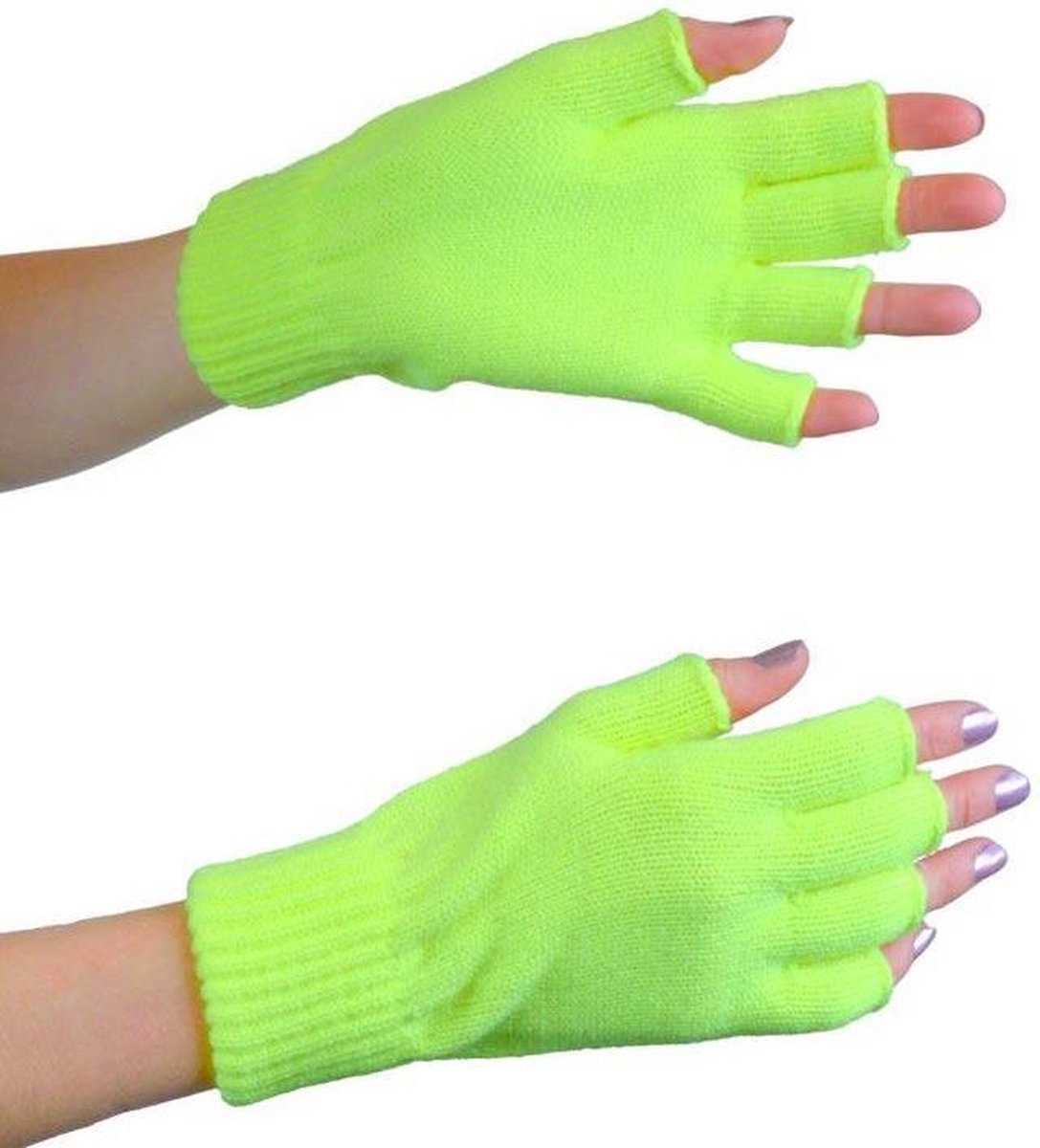 Vingerloze handschoenen fluor geel