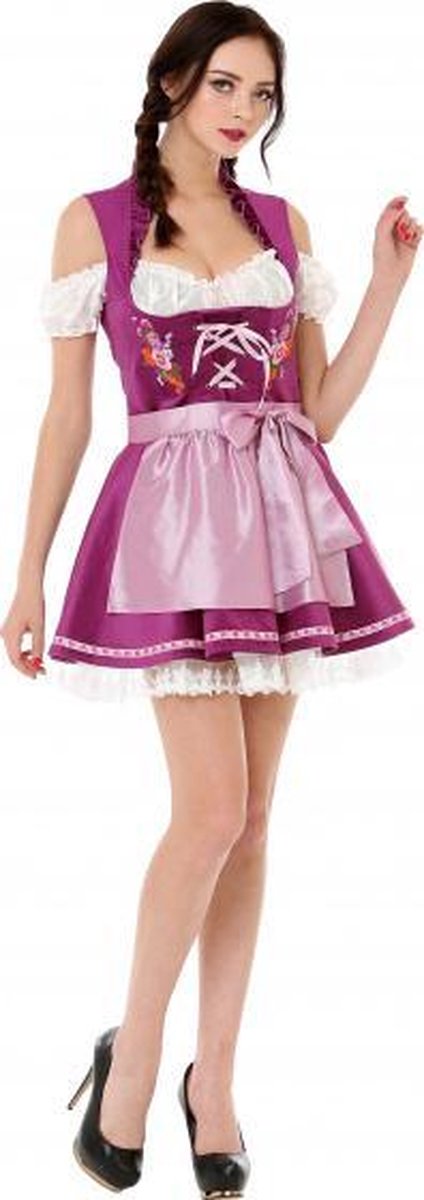 dirndl Kirsten dames polyester paars/roze maat M