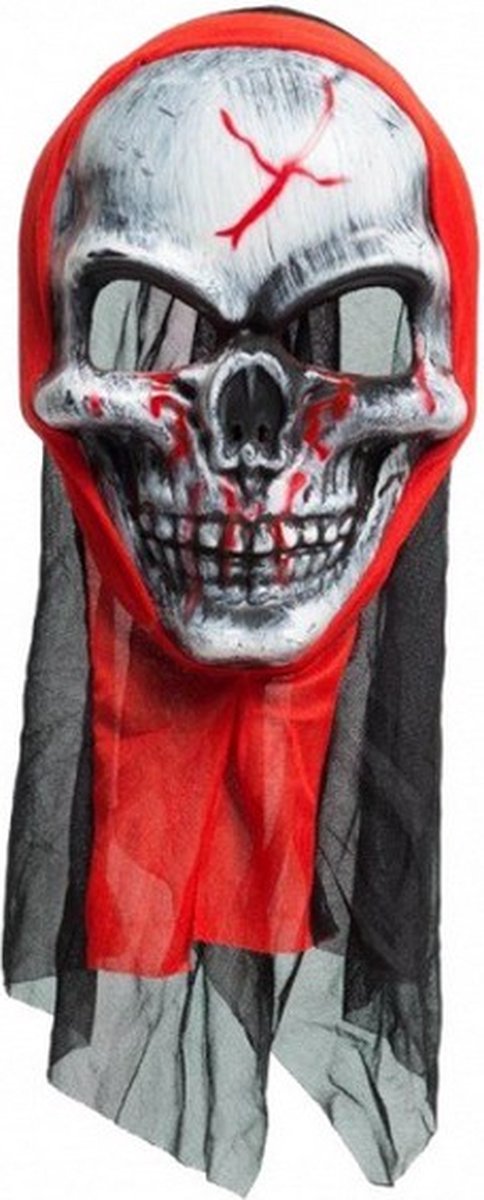 gezichtsmasker Bloody Skull PVC wit/rood one-size