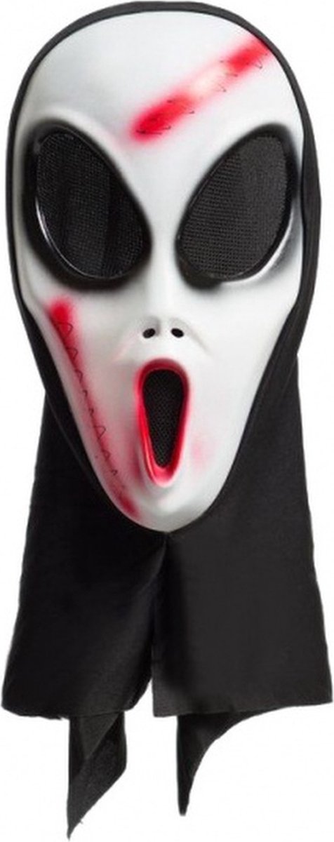 gezichtsmasker Horror Alien PVC zwart/wit one-size