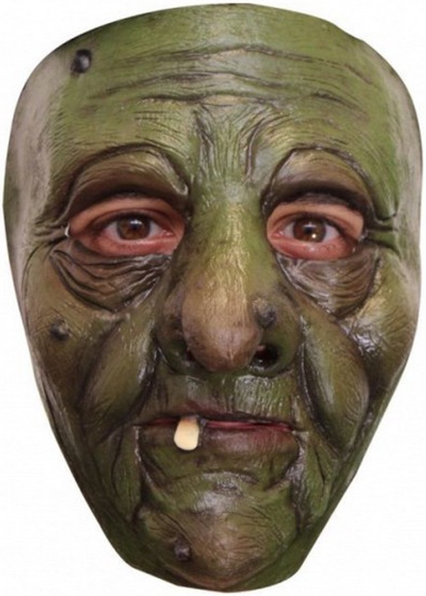 gezichtsmasker The Witch latex groen one-size