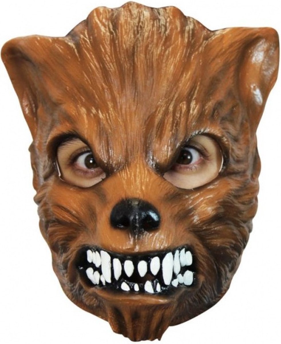 gezichtsmasker Wolf latex bruin one-size