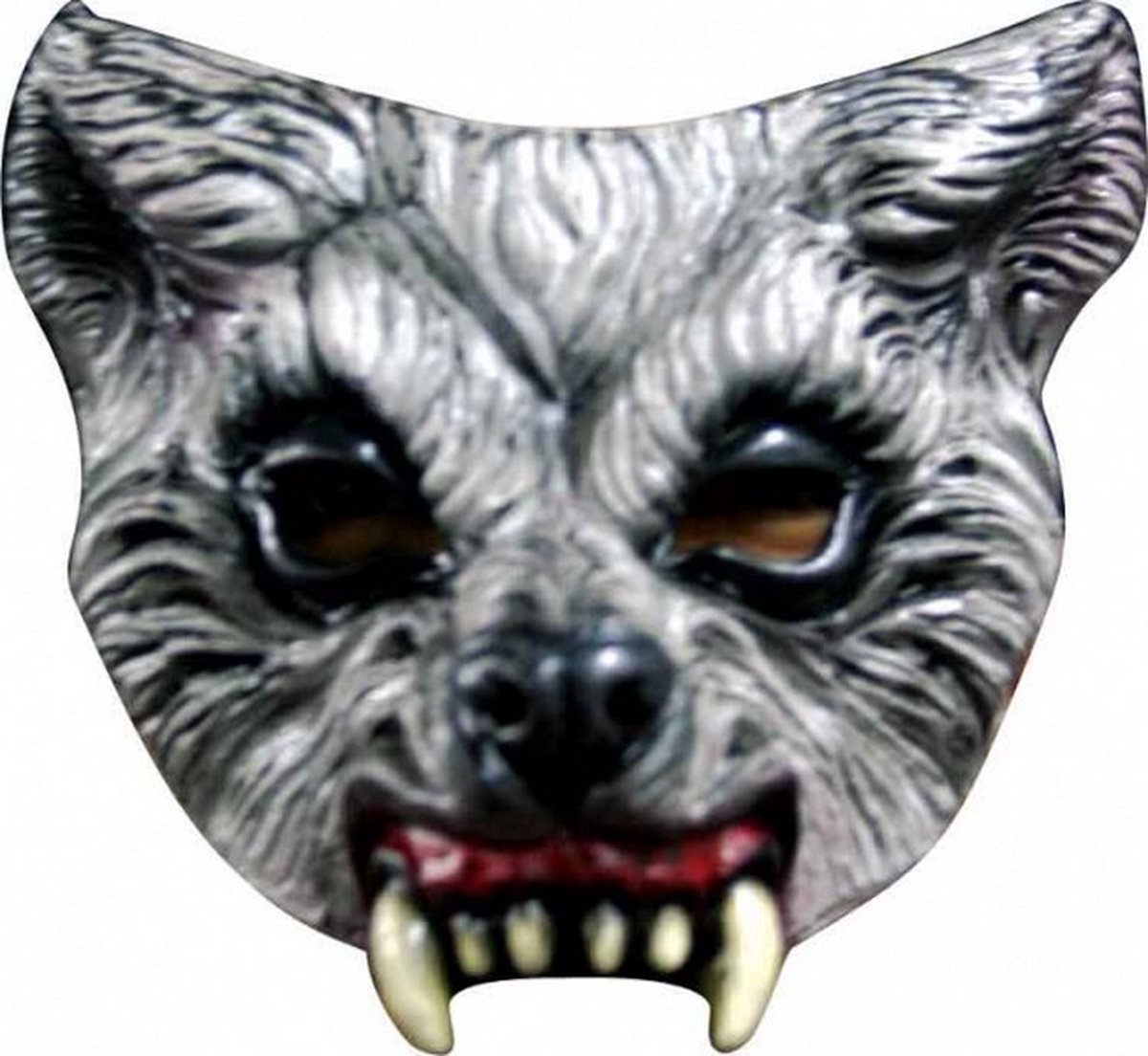 gezichtsmasker bloeddorstige wolf latex grijs one-size