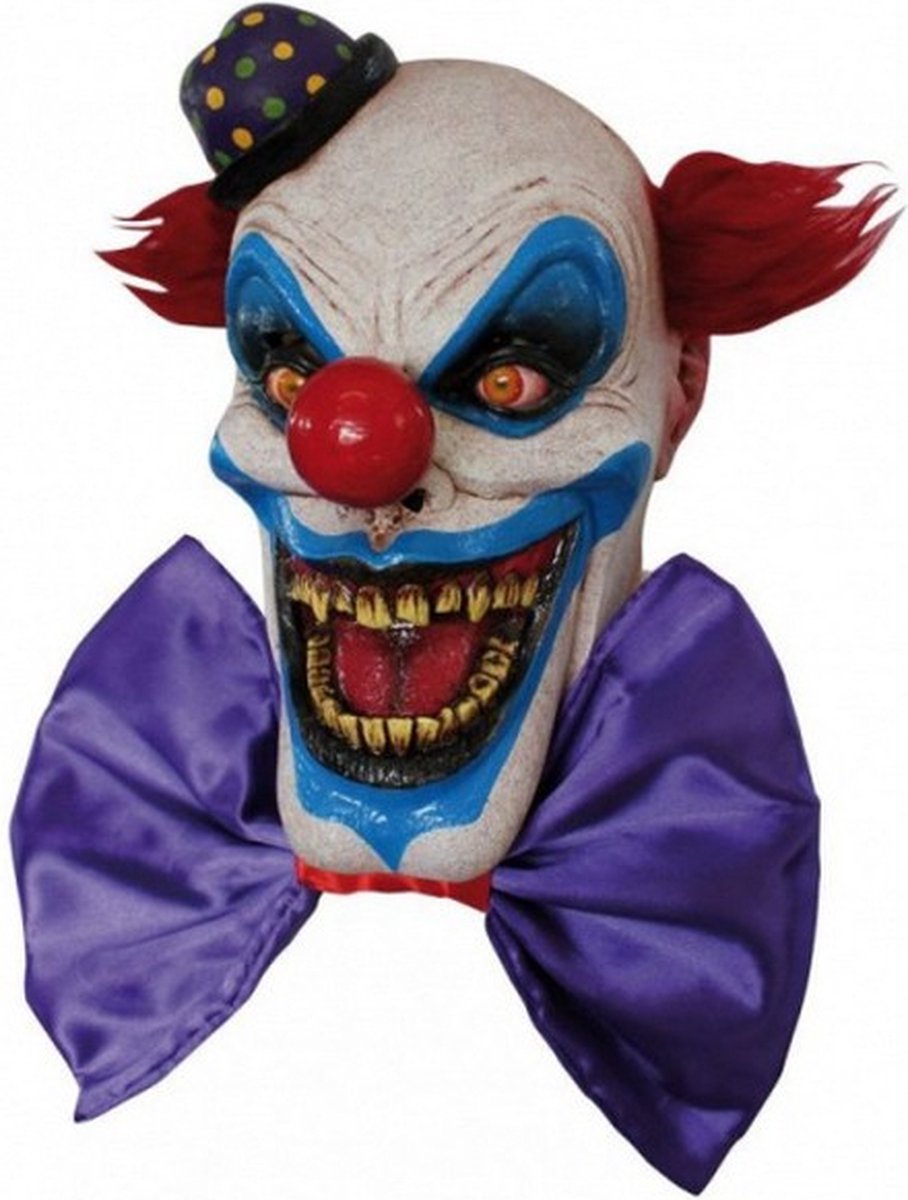 hoofdmasker horrorclown latex wit/blauw one-size