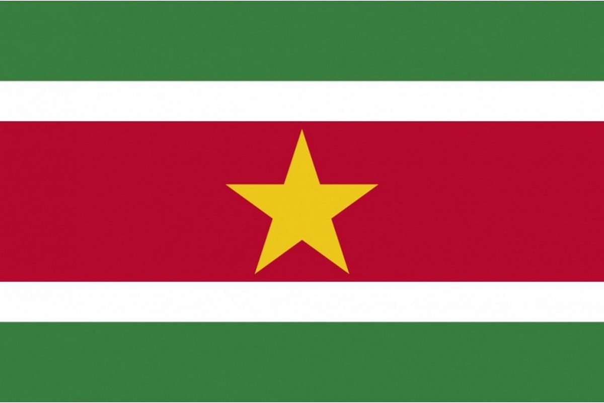 landsvlag Suriname 150 cm polyester groen/rood/wit