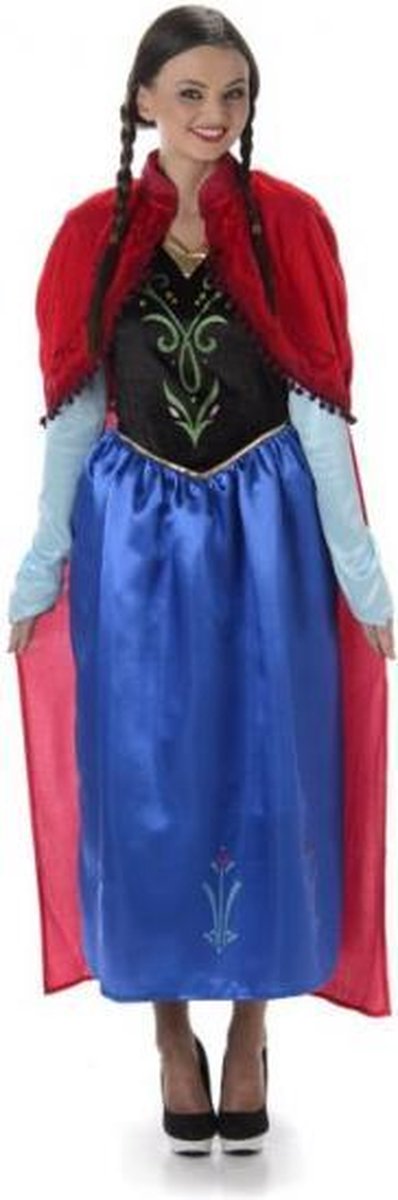 verkleedjurk prinses Anna rood/blauw mt L