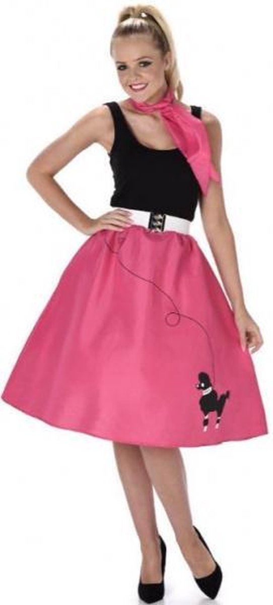 verkleedset Poodle dames polyester roze maat M