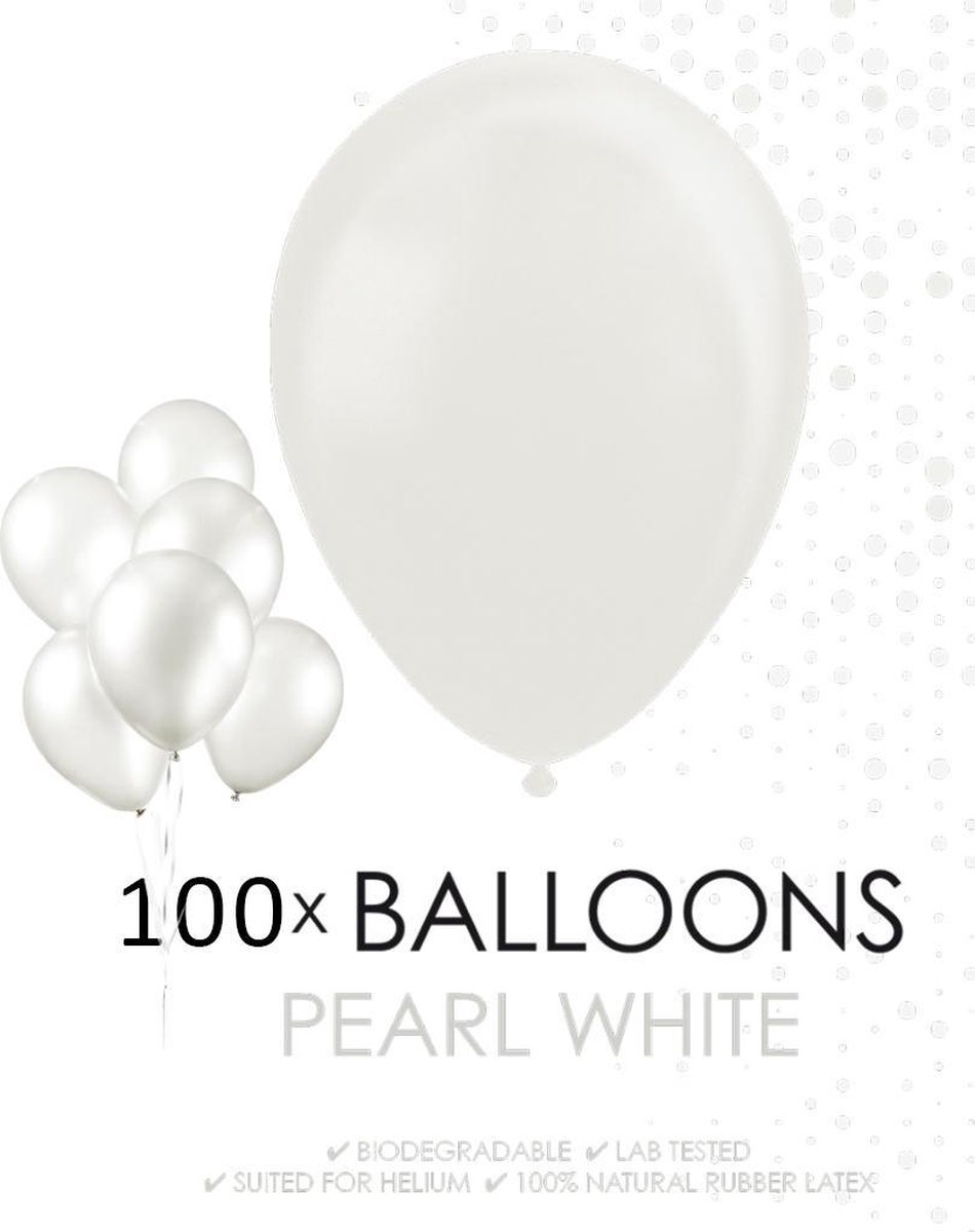 100 Parel witte ballonnen 30 cm