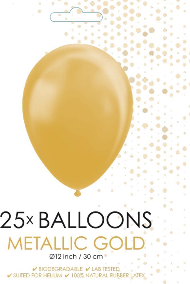 25 Goudkleurige metallic ballonnen Ø 30