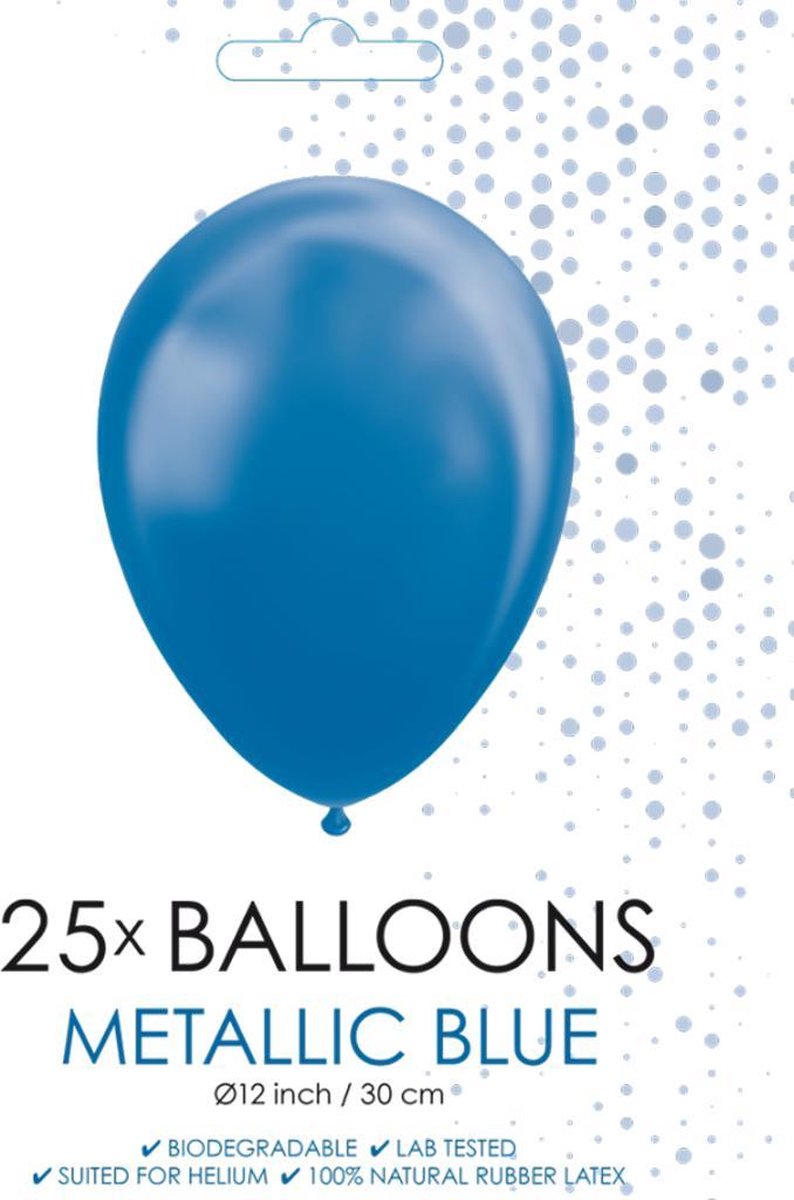 25 blauwe metallic ballonnen Ø 30 cm