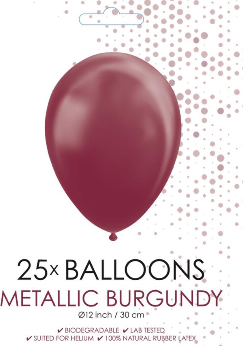 25 burgundy metallic ballonnen Ø 30 cm