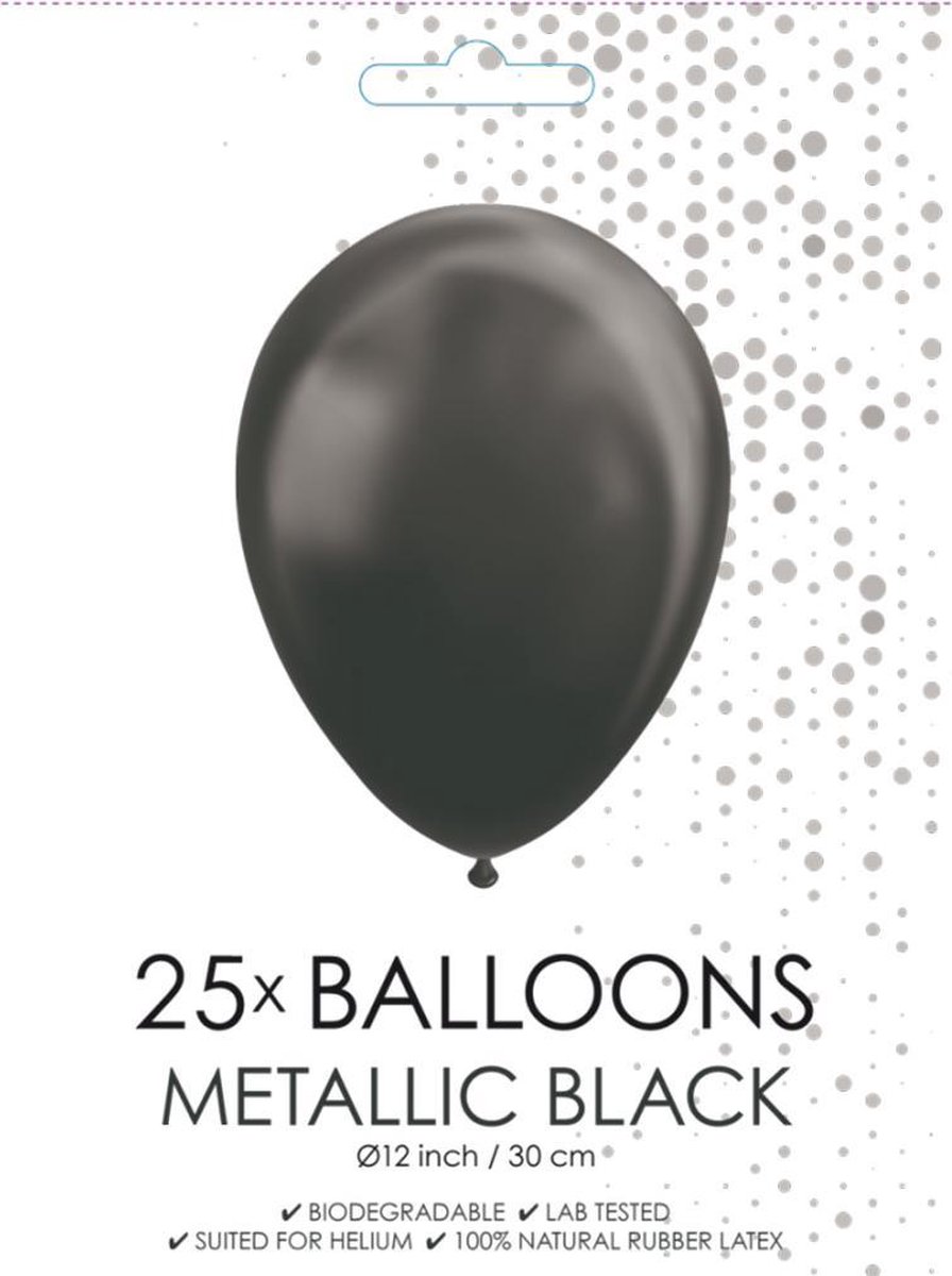 25 stuks Zwarte metallic ballonnen  Ø 30 cm