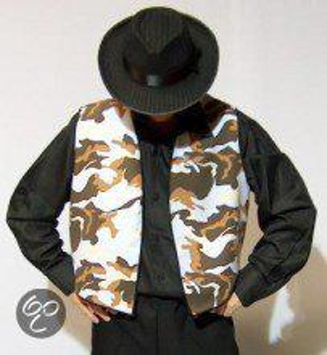 Carnavals gilet texture Camouflage bruin in een universele heren maat L/ XL