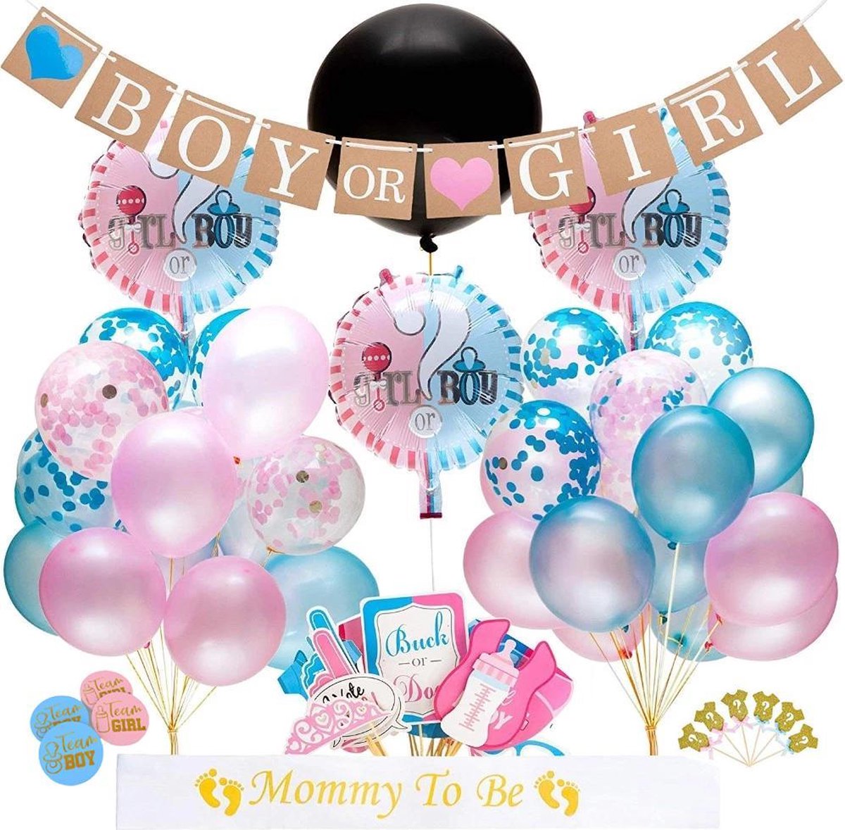 Gender Reveal pakket - Boy - Girl - Baby - Feest - Ballonnen - Slingers - Versiering