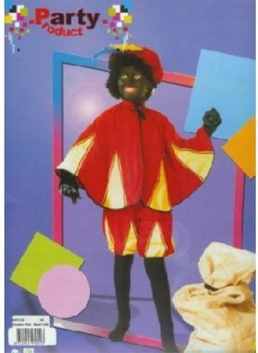 Zwarte piet pak kind verkleedsetje luxe blauw-geel maat 128/140