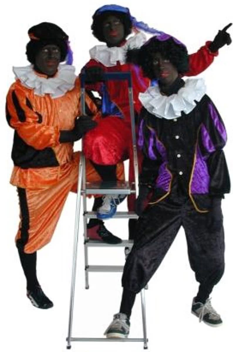 zwarte piet aankleedset 4 delig pruik, col, kraag en handschoenen