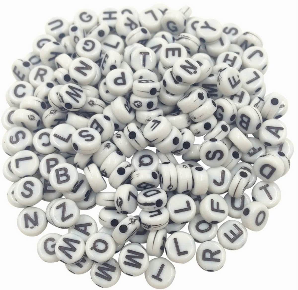 100 stuks alfabetkralen wit rond / letters