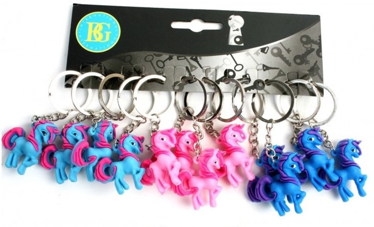 12 stuks unicorn eenhoorn sleutelhangers / uitdeelcadeautjes