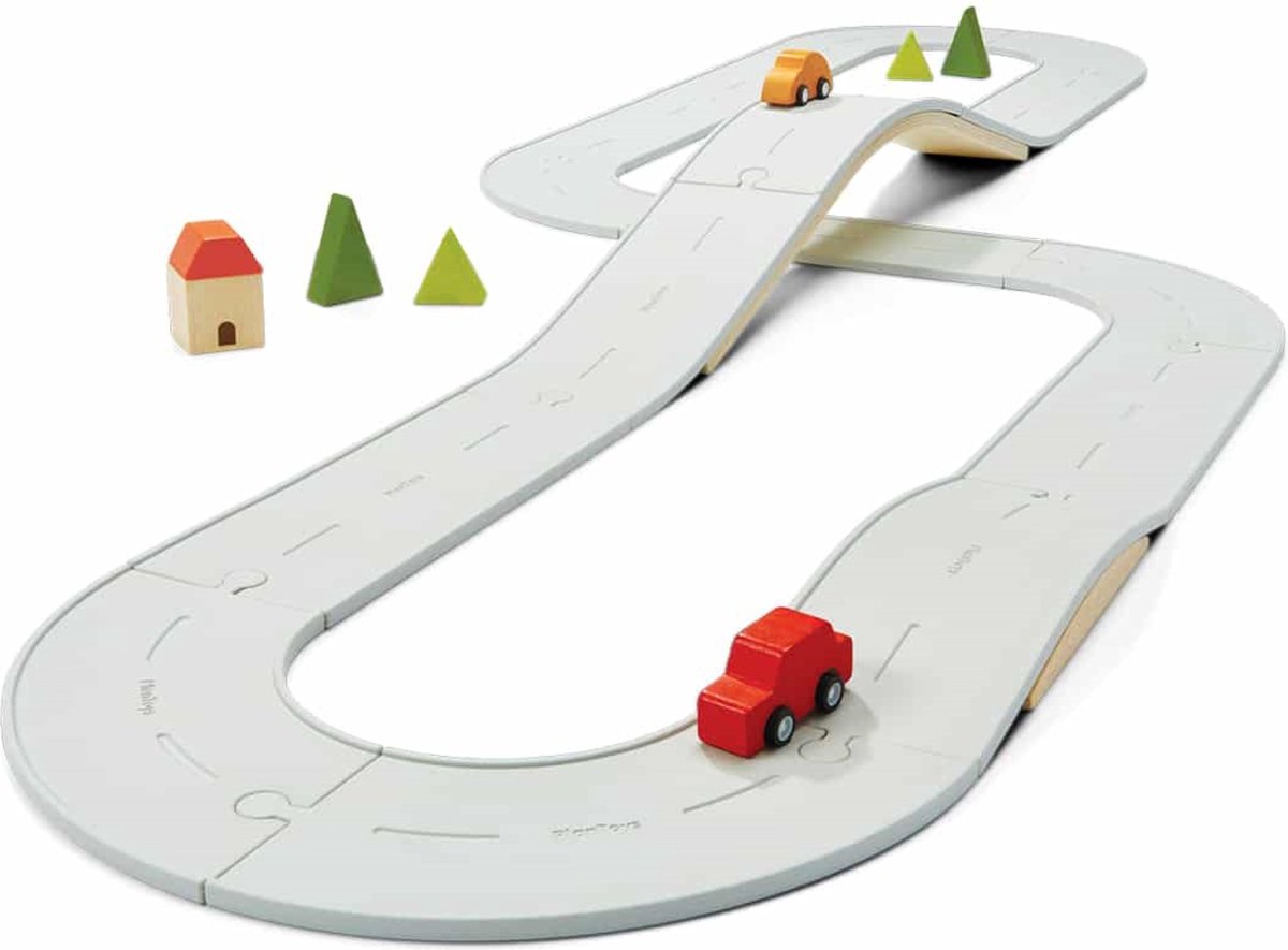 Plan Toys - Rubber Road & Rail - Grote Set