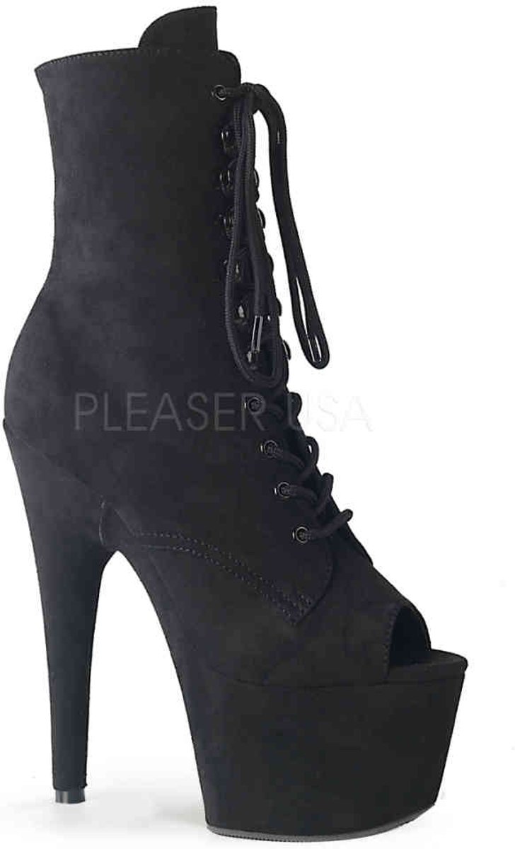 ADORE-1021FS (EU 37 = US 7) 7 Heel, 2 3/4 PF Open Toe Lace-Up Ankle Boot, Side Zip