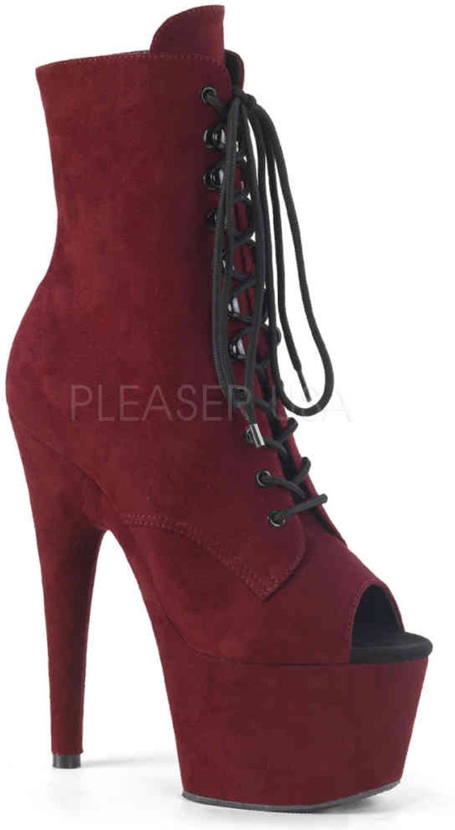 ADORE-1021FS (EU 37 = US 7) 7 Heel, 2 3/4 PF Open Toe Lace-Up Ankle Boot, Side Zip