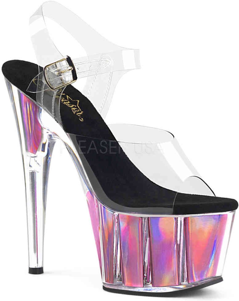 ADORE-708HGI (EU 36 = US 6) 7 Heel, 2 3/4 PF Ankle Strap Sandal w/ Hologram Inserts