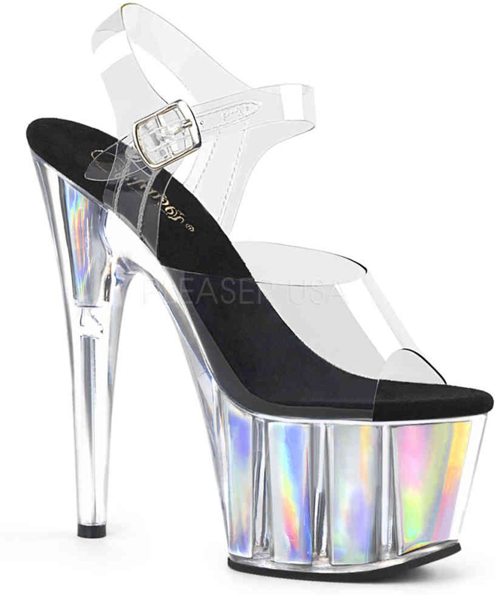 ADORE-708HGI (EU 39 = US 9) 7 Heel, 2 3/4 PF Ankle Strap Sandal w/ Hologram Inserts