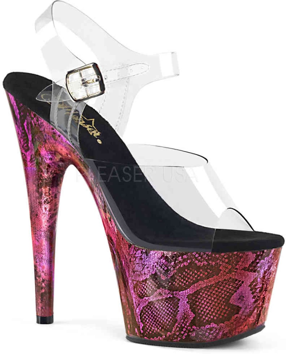 ADORE-708SP (EU 38 = US 8) 7 Heel, 2 3/4 PF Ankle Strap Sandal w/ Snake Skin Print