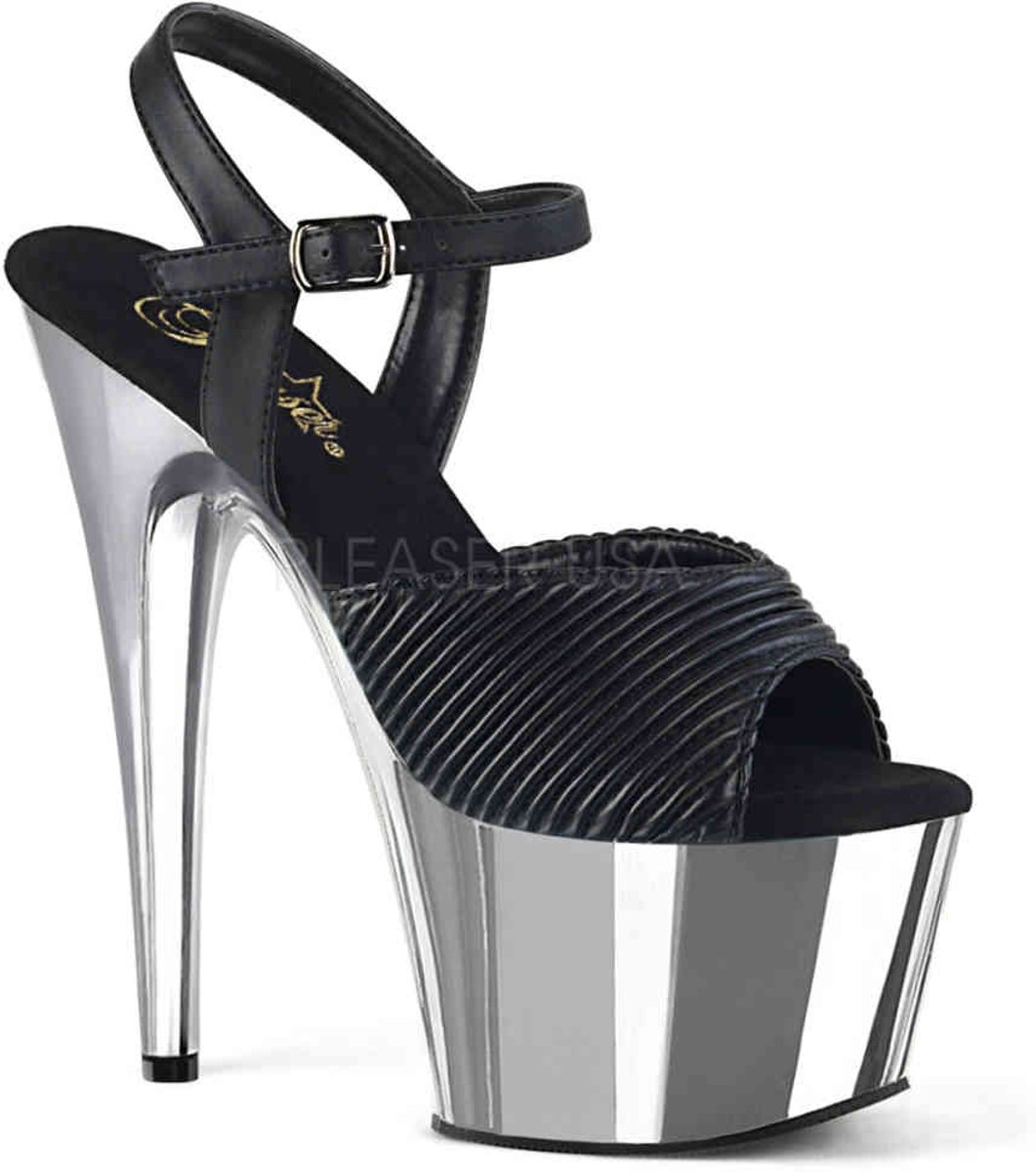 ADORE-709 (EU 38 = US 8) 7 Heel, 2 3/4 Chrome Plated PF Ankle Strap Sandal