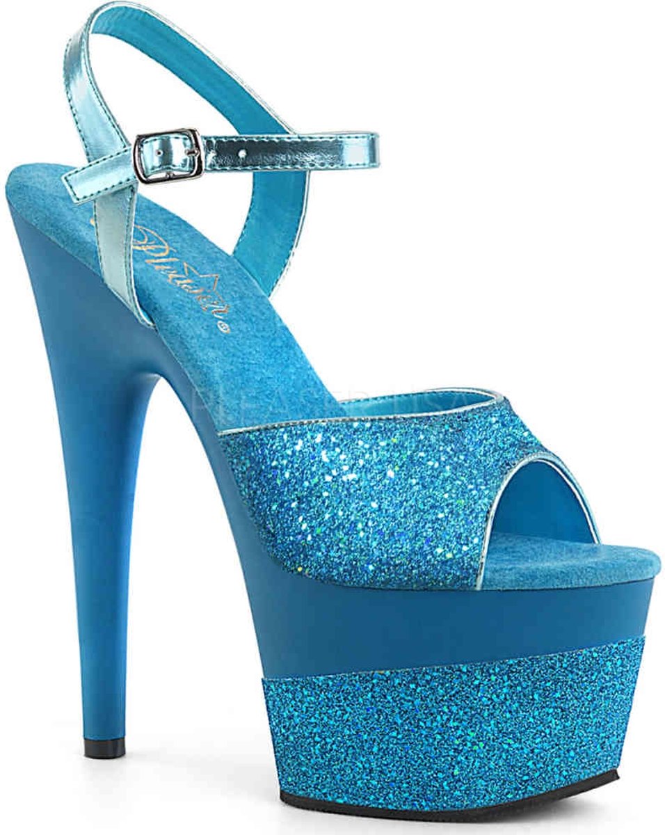 ADORE-709-2G (EU 35 = US 5) 7 Heel, 2 3/4PF Ankle Strap Sandal w/ Glitter Wrapped PF