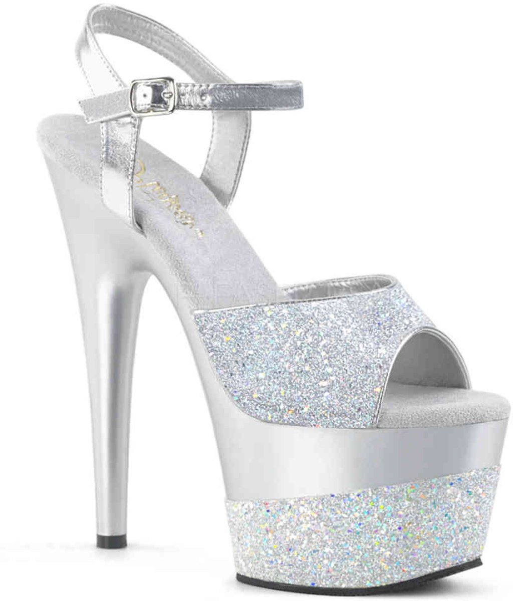 ADORE-709-2G (EU 35 = US 5) 7 Heel, 2 3/4PF Ankle Strap Sandal w/ Glitter Wrapped PF