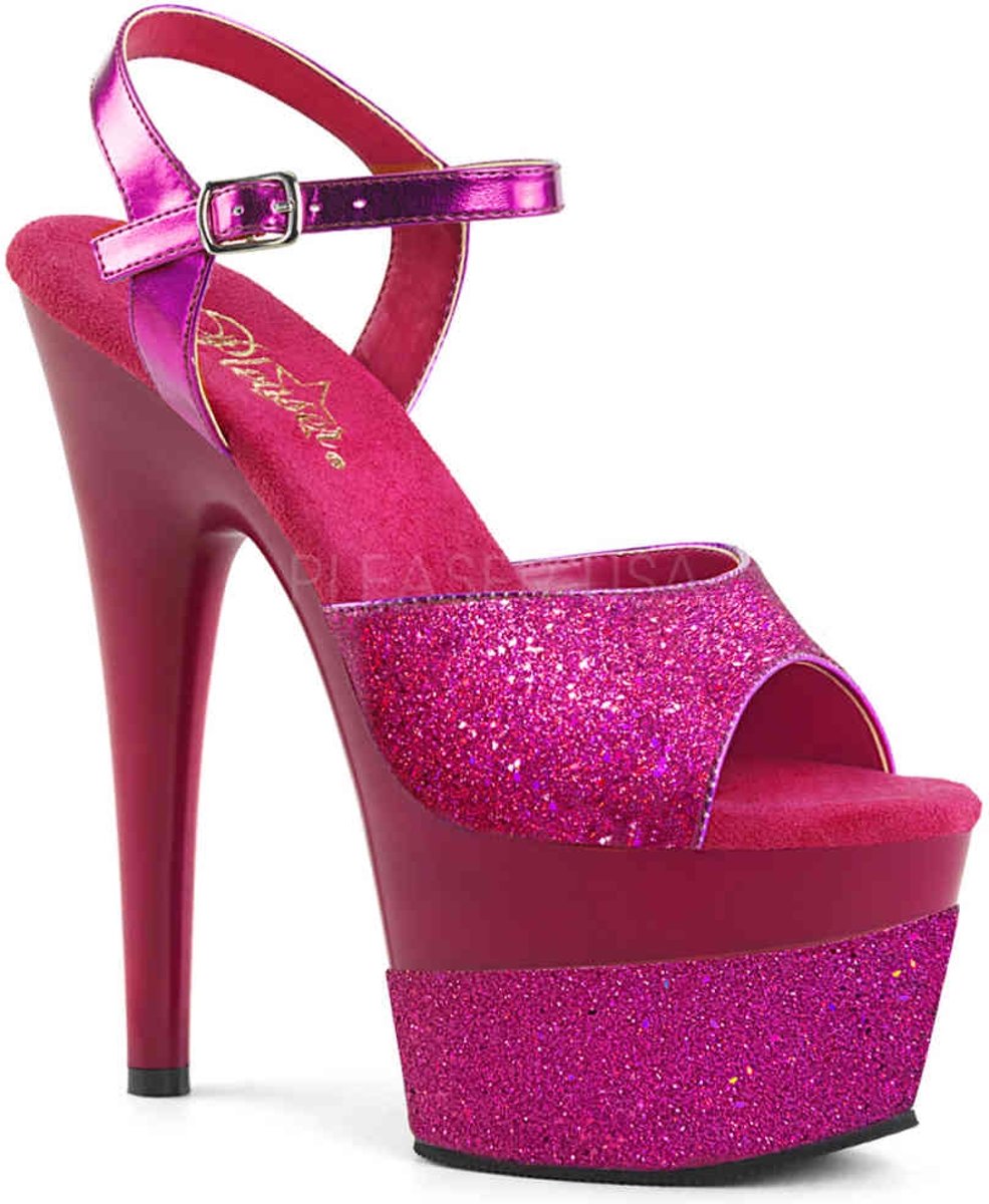 ADORE-709-2G (EU 35 = US 5) 7 Heel, 2 3/4PF Ankle Strap Sandal w/ Glitter Wrapped PF