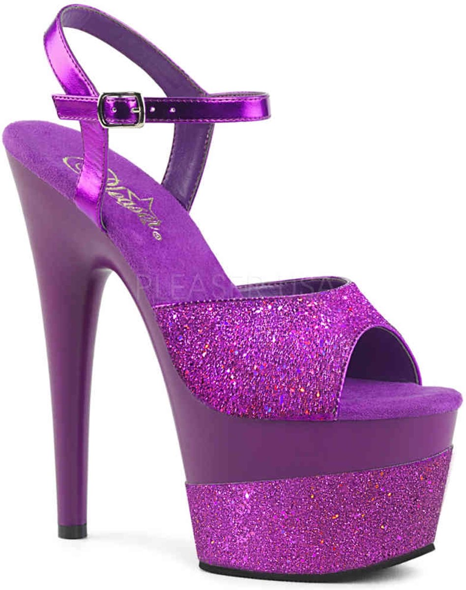 ADORE-709-2G (EU 36 = US 6) 7 Heel, 2 3/4PF Ankle Strap Sandal w/ Glitter Wrapped PF