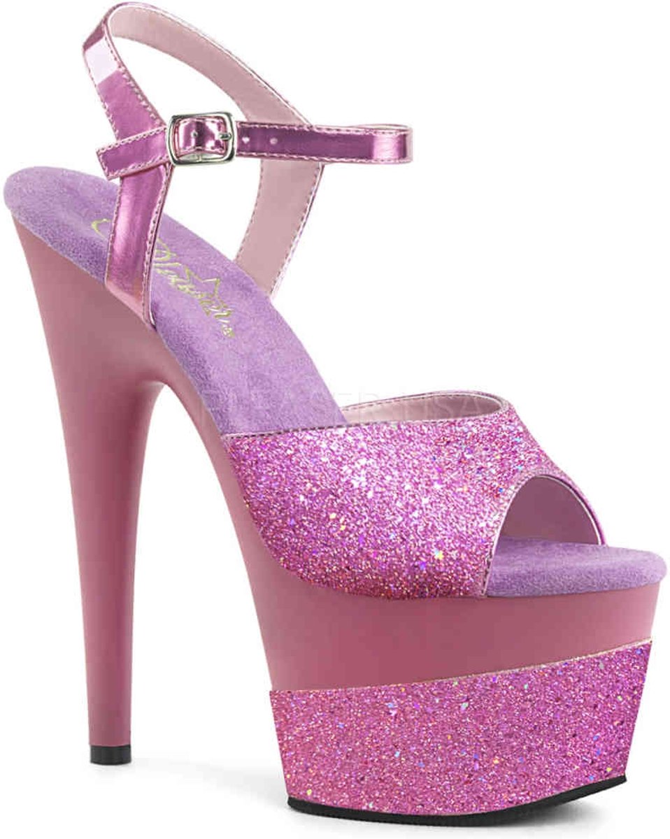 ADORE-709-2G (EU 36 = US 6) 7 Heel, 2 3/4PF Ankle Strap Sandal w/ Glitter Wrapped PF