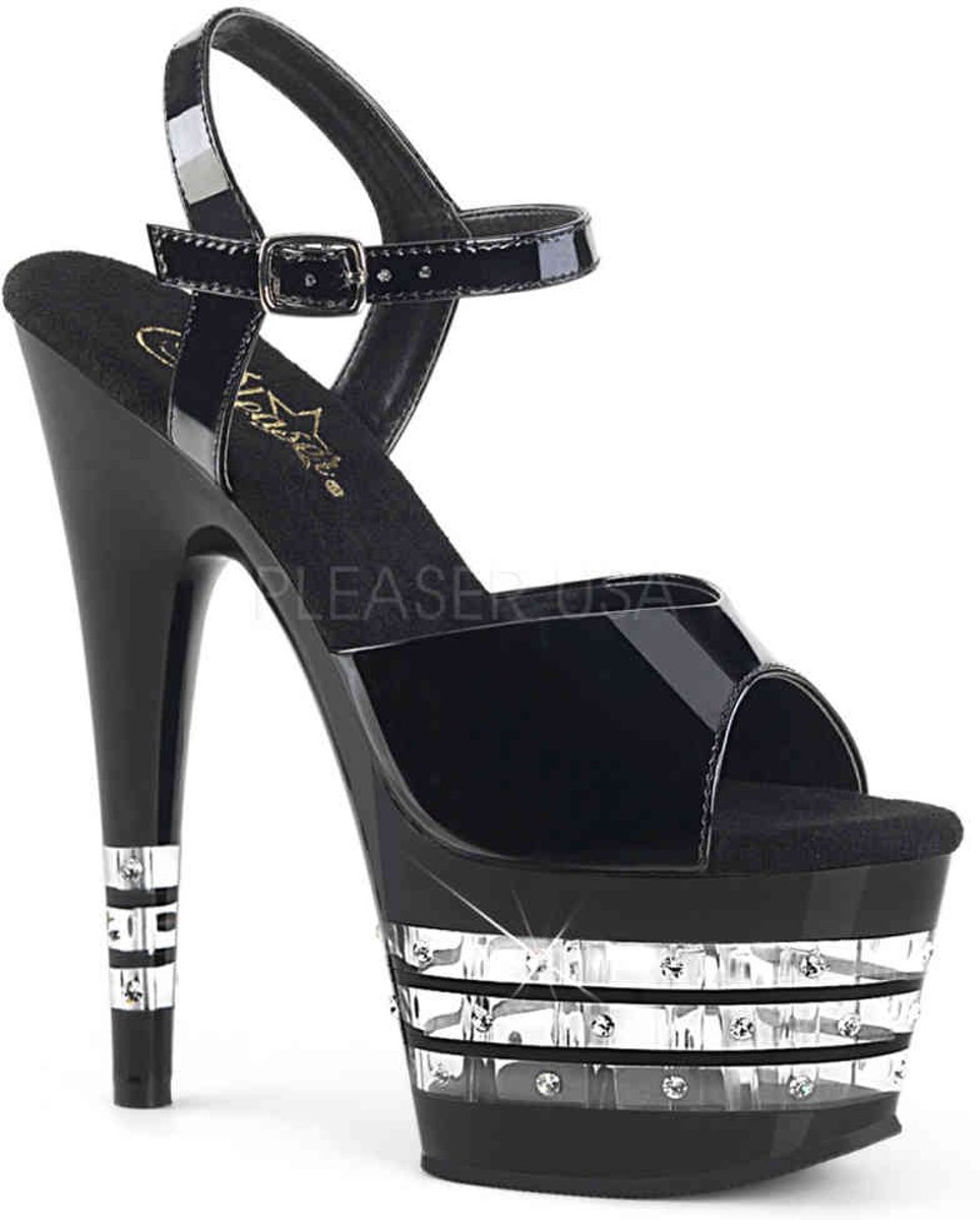 ADORE-709LNRS (EU 36 = US 6) 7 Heel, 2 3/4 PF Ankle Strap Sandal w/ RS Studded Lines