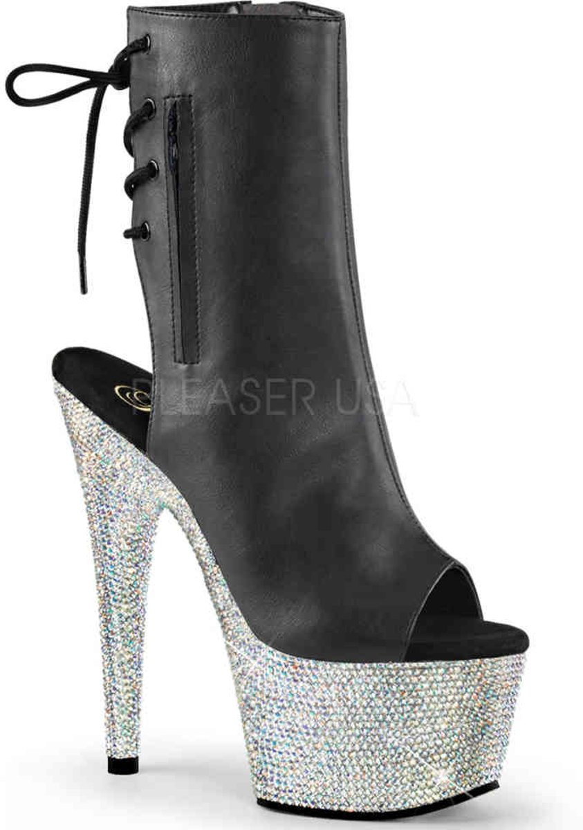 BEJEWELED-1018DM-7 - (EU 41,5 = US 11) - 7 Heel, 2 3/4 PF Open Toe/Heel Ankle Boot w/RS, Side Zip