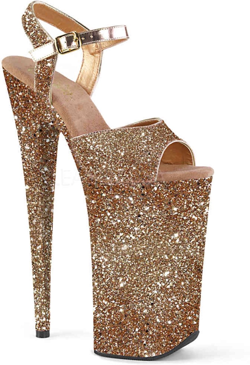 BEYOND-010LG (EU 39 = US 9) 10 Heel, 6 1/4 PF Glitter Ankle Strap Sandal