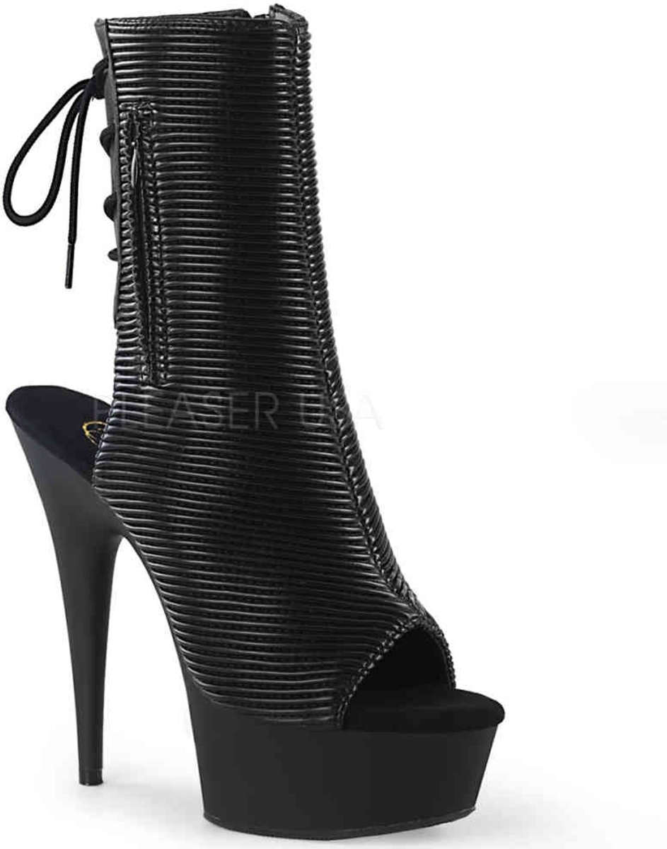 DELIGHT-1018 (EU 36 = US 6) 6 Heel, 1 3/4 PF Open Toe/Heel Ankle Boot, Side Zip