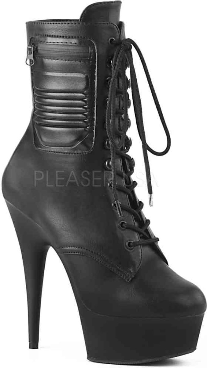 DELIGHT-1020PK (EU 36 = US 6) 6 Heel, 1 3/4 PF Lace-Up Front Ankle Boot, Side Zip